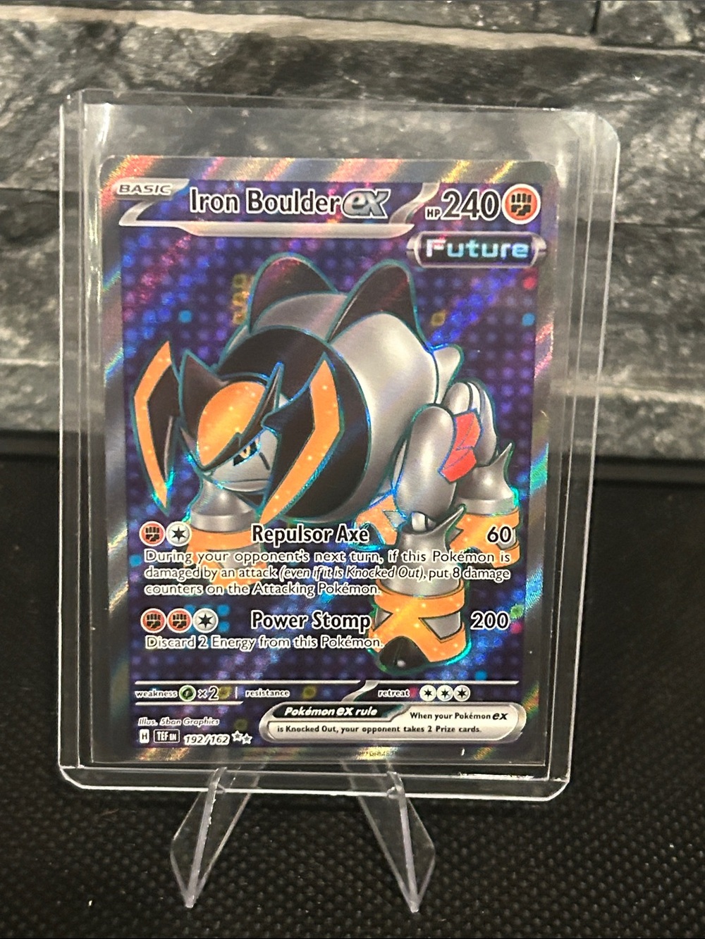 Pokemon Iron Boulder EX 192/162 Full Art Holo from the Temporal Forces Set M/N